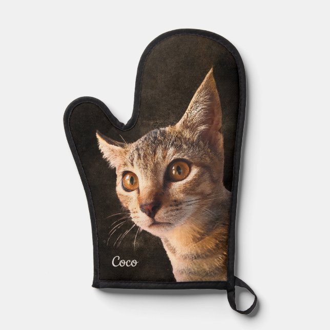 Custom Photo Cat or Dog with Name Template Oven Mitt (Front)