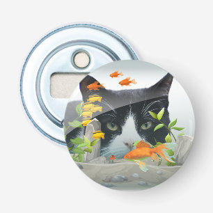 Custom Photo Cat Peering in Fish Tank Bottle Opener