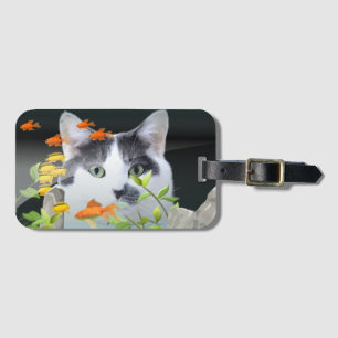 Custom Photo Cat Peering in Fish Tank Luggage Tag