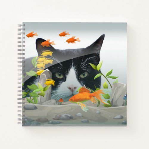 Custom Photo Cat Peering in Fish Tank Notebook