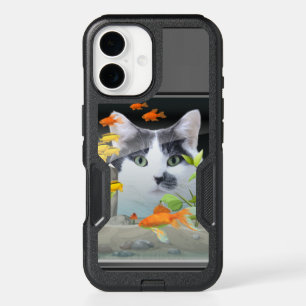 Custom Photo Cat Peering in Fish Tank iPhone 16 Case