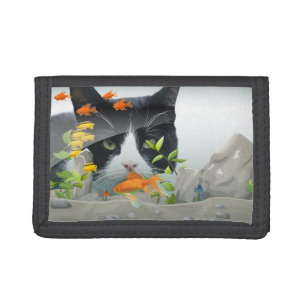 Custom Photo Cat Peering in Fish Tank Trifold Wallet