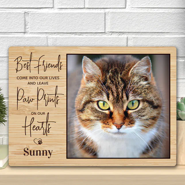 Custom Photo Cat Pet Memorial Personalized Rustic Plaque | Zazzle