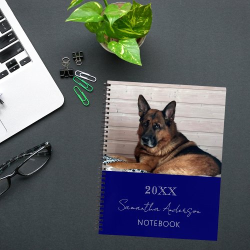 Custom photo cat pet navy blue notebook