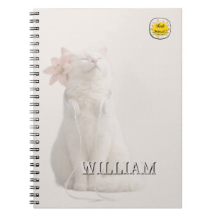Custom photo cat pet silver notebook