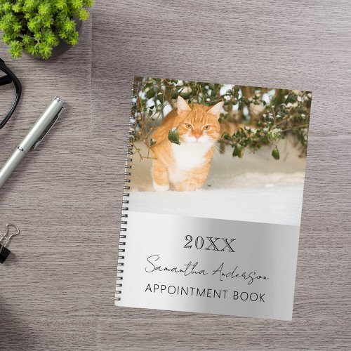 Custom photo cat pet silver planner