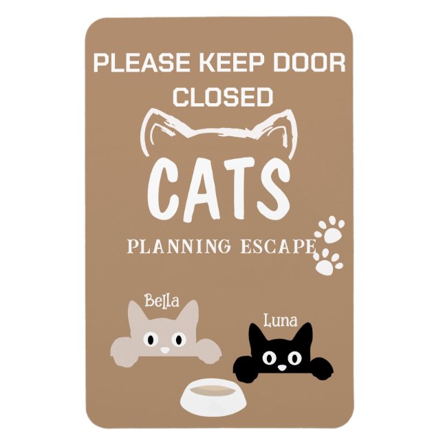 Custom Photo Cat Planning Escape Door Refrigerator Magnet (Vertical)