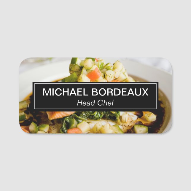 Custom Photo Catering Business personalized Name Tag (Front)