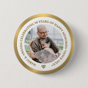 Custom Photo Celebrating 50th Wedding Anniversary Button