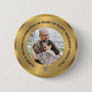 Custom Photo Celebrating 50th Wedding Anniversary Button