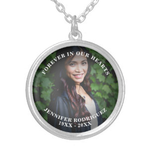 Custom Photo Celebration Of Life Death Remembrance Silver Plated Necklace