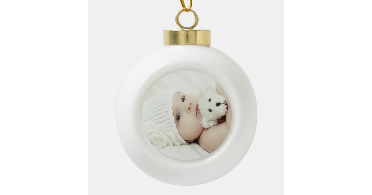 Custom Photo Ceramic Ball Christmas Ornament Zazzle 