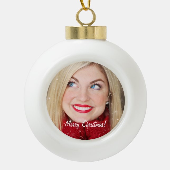 Custom Photo Ceramic Ball Christmas Ornament (Front)