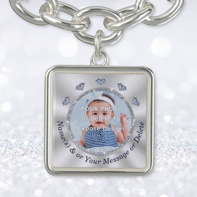 Custom PHOTO Charm Bracelet with Charm, Add Charms (Silver Plated Charm Bracelet and Photo Charm. Photo Charm Bracelets are wonderful, gifts for her.)