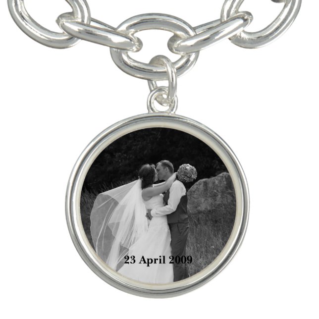 Custom photo charm with date bracelet (Design)