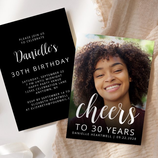 Custom Photo Cheers 30th Birthday Party Invitation (Creator Uploaded)