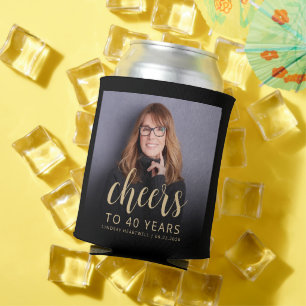 Custom Photo Cheers 40th Birthday Party Can Cooler