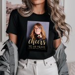 Custom Photo Cheers 40th Birthday Party Tri-Blend Shirt<br><div class="desc">This 40th birthday party t-shirt features the guest of honor's photo with a gold-colored text overlay. The word "cheers" appears in elegant gold-colored calligraphy script, followed by "to 40 years" and the guest of honor's name and birthday in sans serif font. A dark screen helps make the text pop. A...</div>