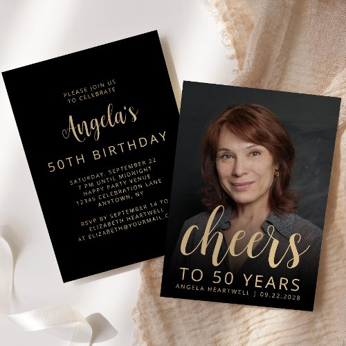 Custom Photo Cheers 50th Birthday Party Invitation