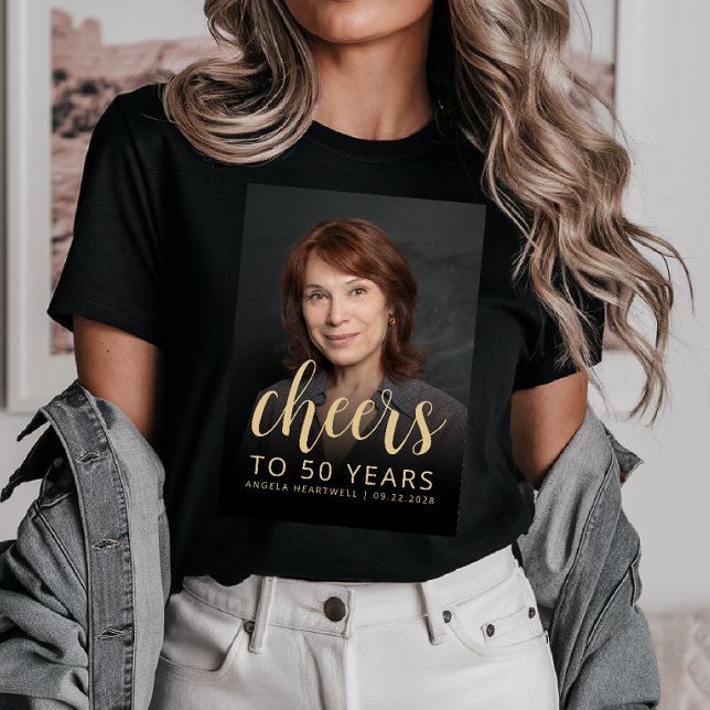 Custom Photo Cheers 50th Birthday Party Tri-Blend Shirt (Creator Uploaded)