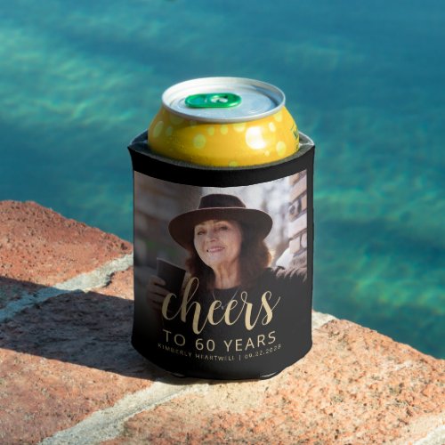 Custom Photo Cheers 60th Birthday Party Can Cooler