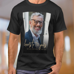 Custom Photo Cheers 70th Birthday Party T-Shirt