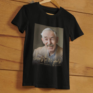 Custom Photo Cheers 80th Birthday Party T-Shirt