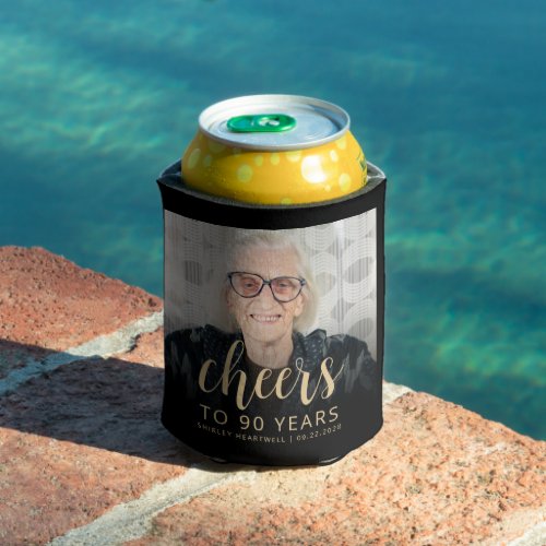 Custom Photo Cheers 90th Birthday Party Can Cooler