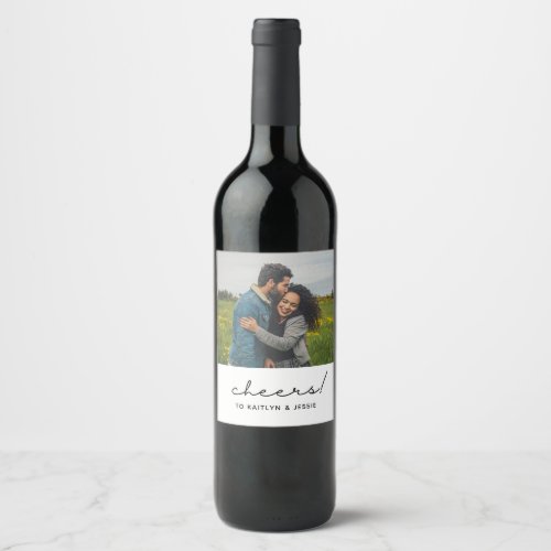 Custom Photo Cheers Engagement Party Wine Label