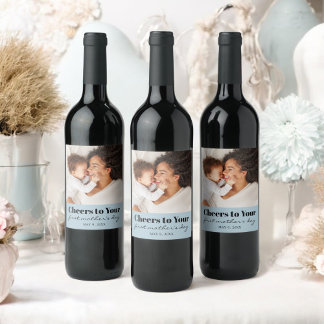 Custom Photo Cheers First Mother's Day Wine Label