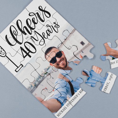 Custom photo cheers to 40 years birthday keepsake jigsaw puzzle