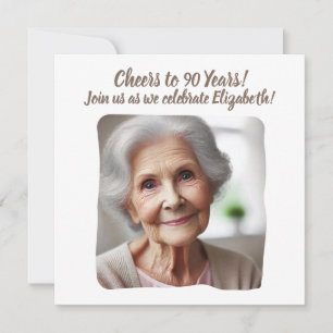 Custom Photo Cheers to 90 Years 90th Birthday Invitation