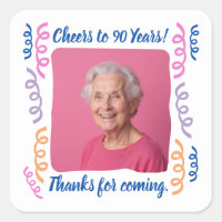 Custom Photo Cheers to 90 Years Birthday Streamers