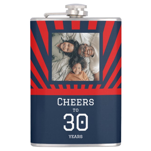 Custom photo Cheers to any age - birthday Flask (Front)