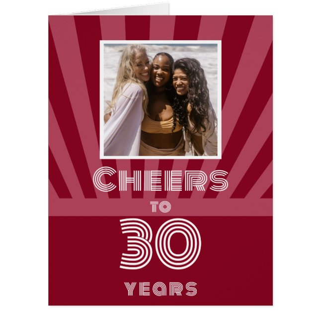 Custom photo 'Cheers to' any age, red and pink  (Front)