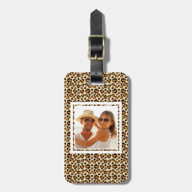 Custom Photo Cheetah skin pattern Luggage Tag (Front Vertical)