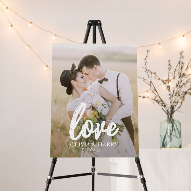 Custom Photo Chic Modern Love Script Foam Board (In Situ (Stand))