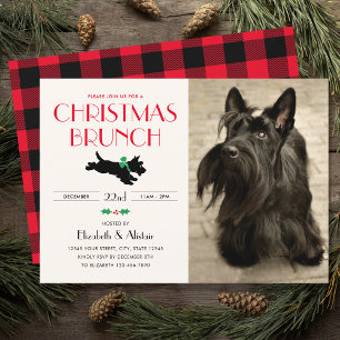 Custom Photo Christmas Brunch Party Scottie Dog Invitation