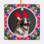 Custom Photo Christmas Dog Cat Mom Dad Colorful Ceramic Ornament