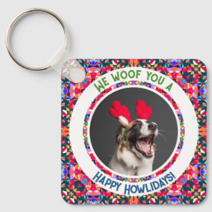 Custom Photo Christmas Dog Mom Mom Colorful Keychain