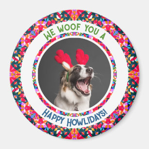 Custom Photo Christmas Dog Mom Mom Colorful Magnet