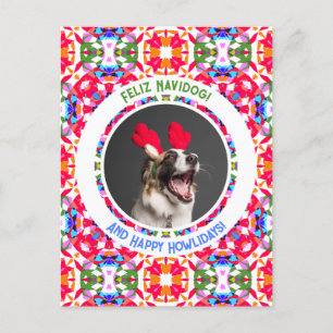 Custom Photo Christmas Dog Mom Mom Dad Colorful Postcard