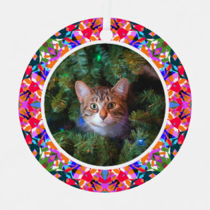 Custom Photo Christmas Dopamine Decor Colorful Metal Ornament