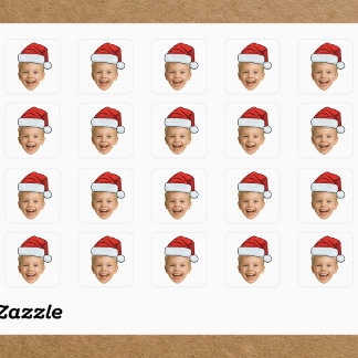 Custom Photo Christmas | Face with Santa Hat Square Sticker