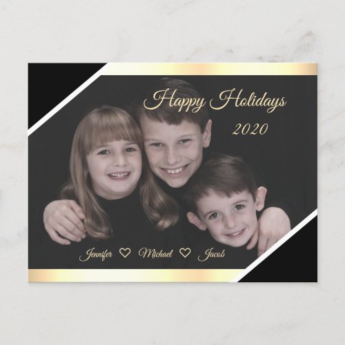 Custom Photo Christmas Family Names Happy Holidays Postcard