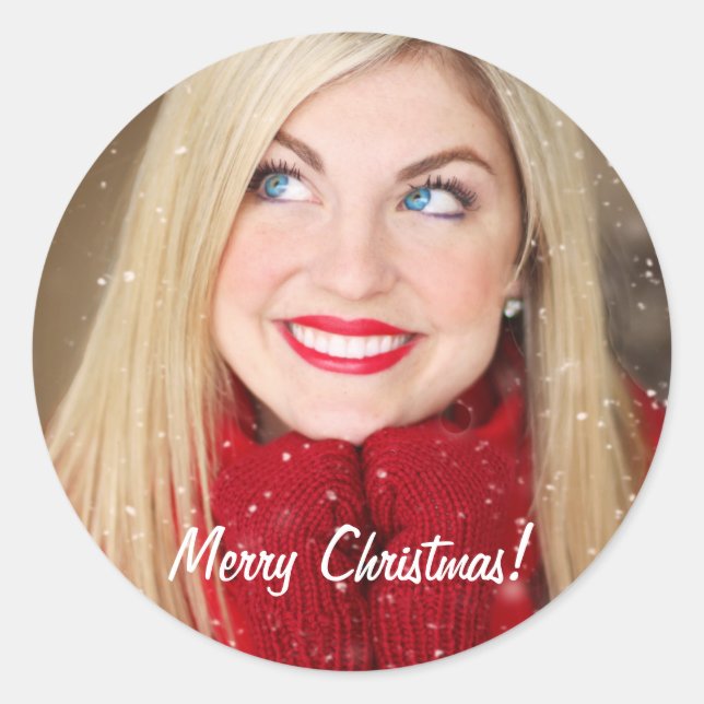 Custom Photo Christmas Gift - Classic Round Sticker (Front)