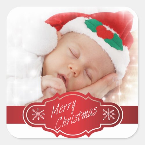 Custom Photo Christmas Gift _ Square Sticker