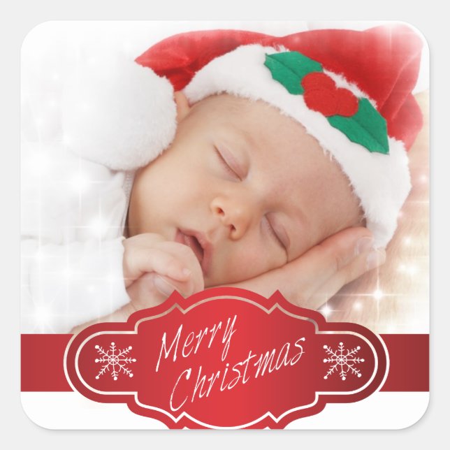 Custom Photo Christmas Gift - Square Sticker (Front)