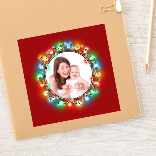 Custom Photo Christmas Holiday Light Bulbs  Sticker