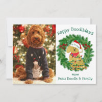 Custom Photo Christmas Lights Goldendoodle Holiday